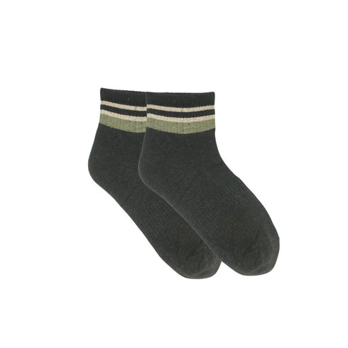 Black Striped Quarter Crew Socks